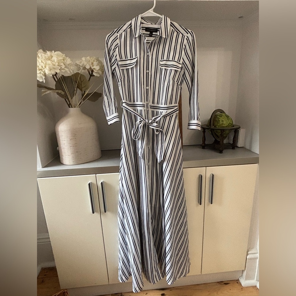 Banana Republic Black and White Long Sleeve Shirt Dress- never worn